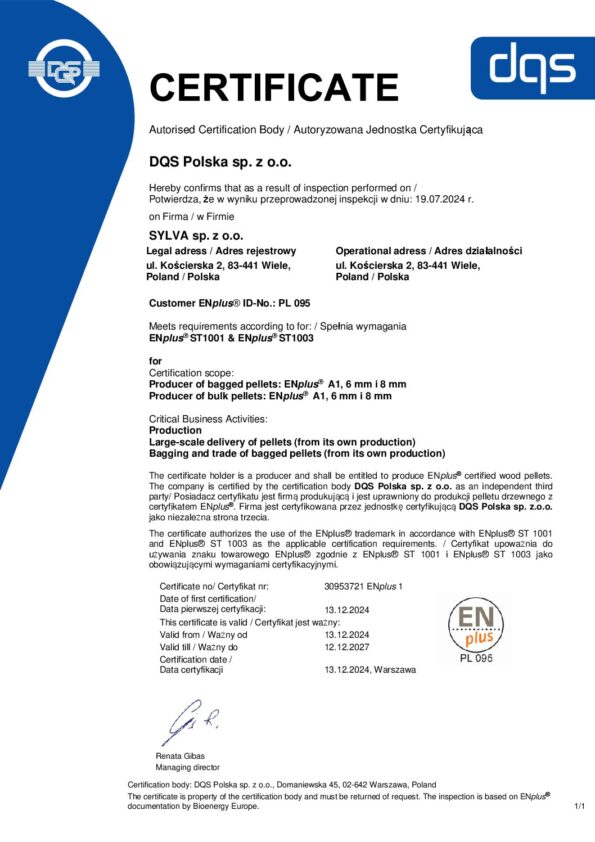 Pellet SYLVA A1 DIN Plus
