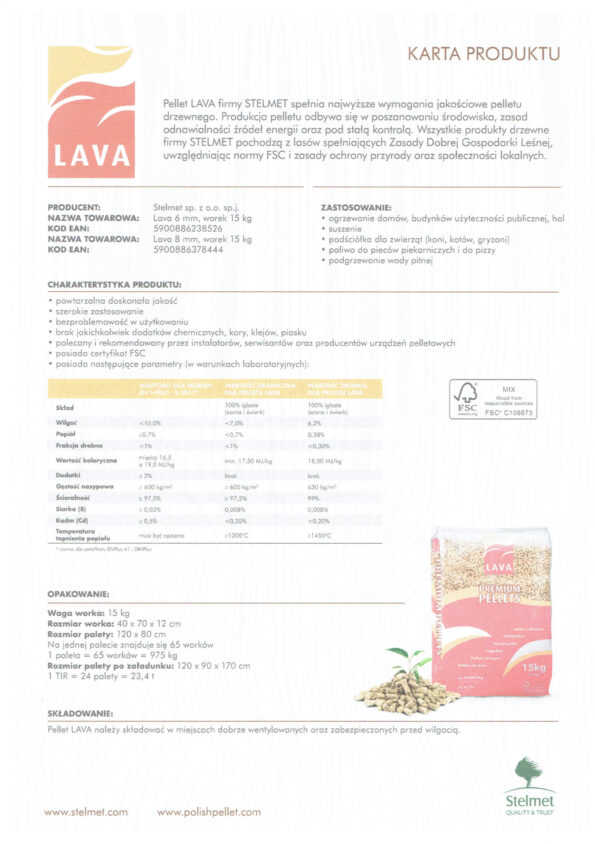 Pellet LAVA A1 DIN Plus
